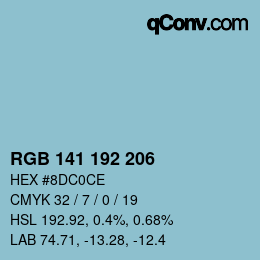 Código de color: RGB 141 192 206 | qconv.com