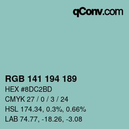 Color code: RGB 141 194 189 | qconv.com