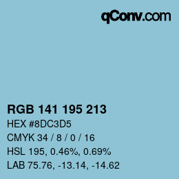颜色代码: RGB 141 195 213 | qconv.com