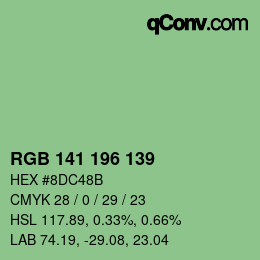 Color code: RGB 141 196 139 | qconv.com