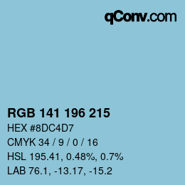 Color code: RGB 141 196 215 | qconv.com