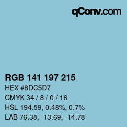 Color code: RGB 141 197 215 | qconv.com