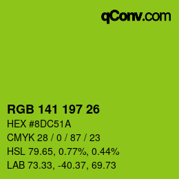 カラーコード: RGB 141 197 26 | qconv.com