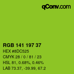 Color code: RGB 141 197 37 | qconv.com