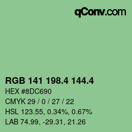 カラーコード: RGB 141 198.4 144.4 | qconv.com