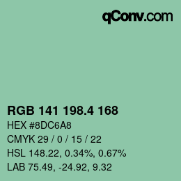 カラーコード: RGB 141 198.4 168 | qconv.com