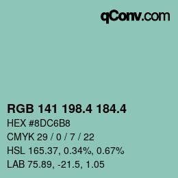 カラーコード: RGB 141 198.4 184.4 | qconv.com