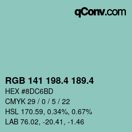 カラーコード: RGB 141 198.4 189.4 | qconv.com