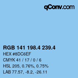 カラーコード: RGB 141 198.4 239.4 | qconv.com