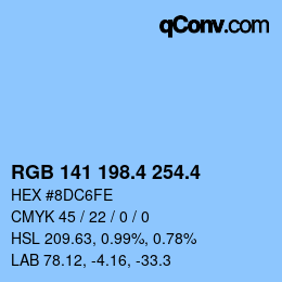 カラーコード: RGB 141 198.4 254.4 | qconv.com