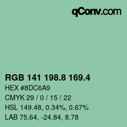 カラーコード: RGB 141 198.8 169.4 | qconv.com