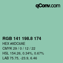 カラーコード: RGB 141 198.8 174 | qconv.com
