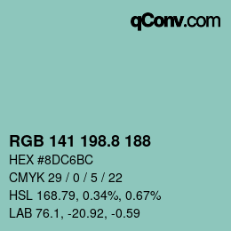 Color code: RGB 141 198.8 188 | qconv.com