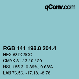 カラーコード: RGB 141 198.8 204.4 | qconv.com