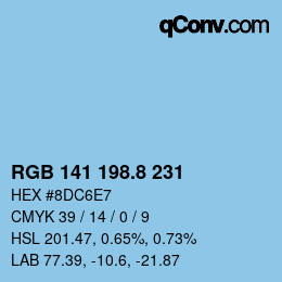 カラーコード: RGB 141 198.8 231 | qconv.com