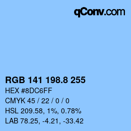 Color code: RGB 141 198.8 255 | qconv.com