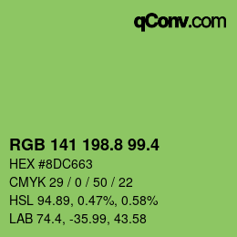 カラーコード: RGB 141 198.8 99.4 | qconv.com