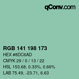 Color code: RGB 141 198 173 | qconv.com
