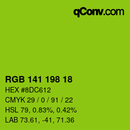 Color code: RGB 141 198 18 | qconv.com