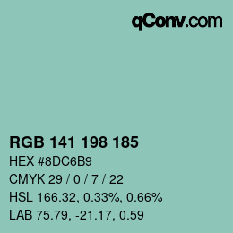 Color code: RGB 141 198 185 | qconv.com