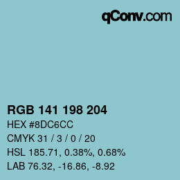 カラーコード: RGB 141 198 204 | qconv.com