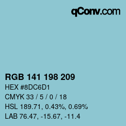 Color code: RGB 141 198 209 | qconv.com