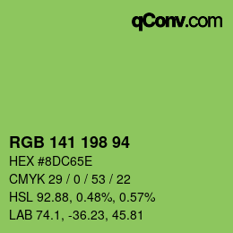 Color code: RGB 141 198 94 | qconv.com