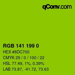 Color code: RGB 141 199 0 | qconv.com