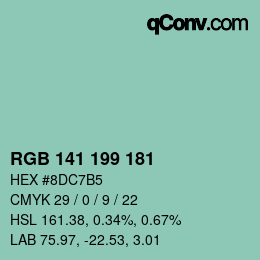 Color code: RGB 141 199 181 | qconv.com