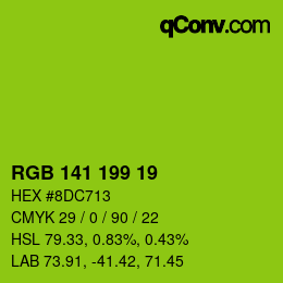 カラーコード: RGB 141 199 19 | qconv.com
