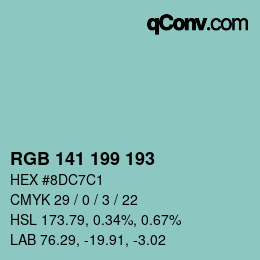 Color code: RGB 141 199 193 | qconv.com