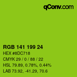Color code: RGB 141 199 24 | qconv.com