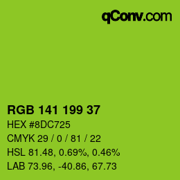 Color code: RGB 141 199 37 | qconv.com