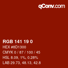 Color code: RGB 141 19 0 | qconv.com