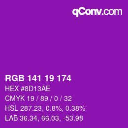 Color code: RGB 141 19 174 | qconv.com
