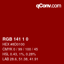 Color code: RGB 141 1 0 | qconv.com