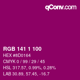 Color code: RGB 141 1 100 | qconv.com