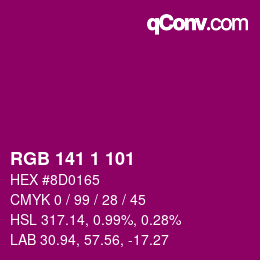 Color code: RGB 141 1 101 | qconv.com