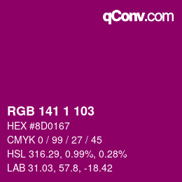 Color code: RGB 141 1 103 | qconv.com