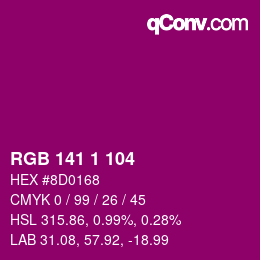 Color code: RGB 141 1 104 | qconv.com