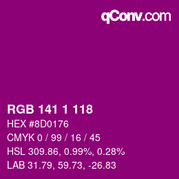Color code: RGB 141 1 118 | qconv.com