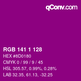 Color code: RGB 141 1 128 | qconv.com