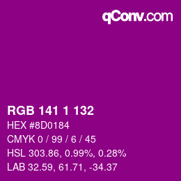 Color code: RGB 141 1 132 | qconv.com