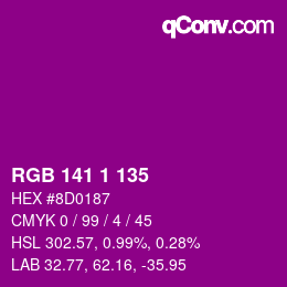 カラーコード: RGB 141 1 135 | qconv.com