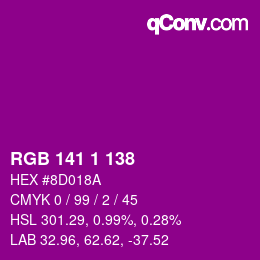 カラーコード: RGB 141 1 138 | qconv.com
