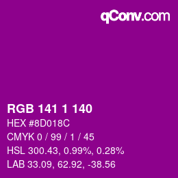 カラーコード: RGB 141 1 140 | qconv.com