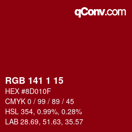 カラーコード: RGB 141 1 15 | qconv.com