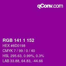 カラーコード: RGB 141 1 152 | qconv.com