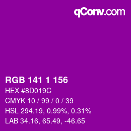 Color code: RGB 141 1 156 | qconv.com