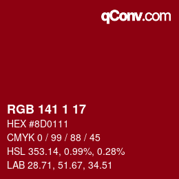 Farbcode: RGB 141 1 17 | qconv.com